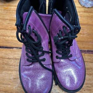 Dr. Martens Kids Sparkle Purple Lace-Up Boots